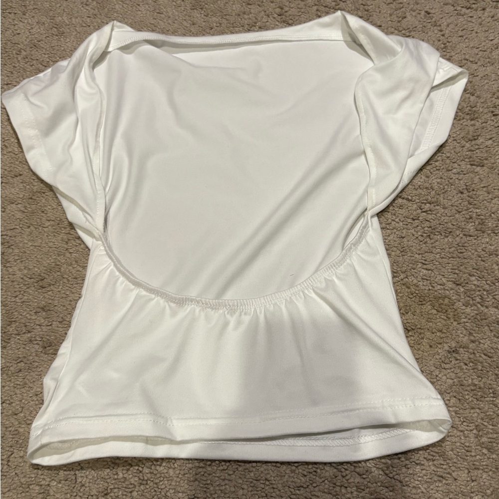 White Crop Top with Boat Neckline